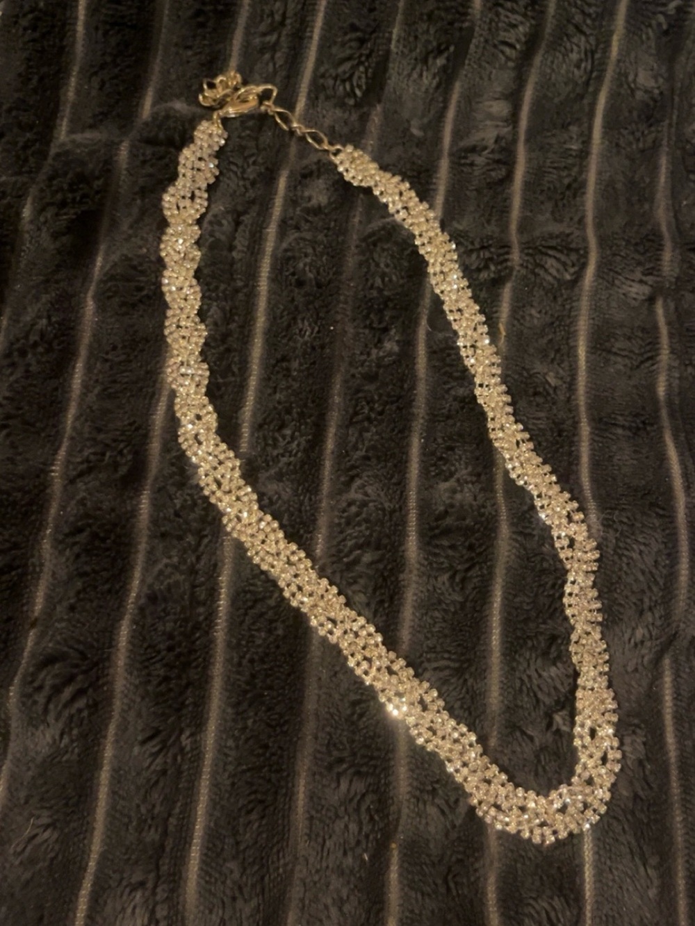 Silver Braided Crystal Necklace for Women - Sparkling Finish